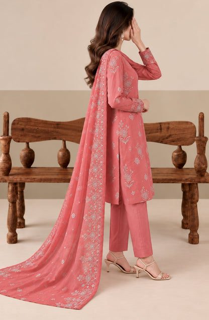 Amna Khadija Embroidered Raw Silk Unstitched 3 Piece Suit - D-05 - AM26RSK - Pink - Winter Collection