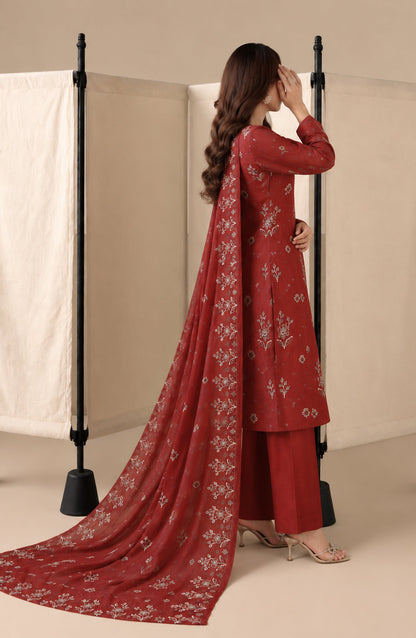 Amna Khadija Embroidered Raw Silk Unstitched 3 Piece Suit - D-04 - AM26RSK - Maroon - Winter Collection