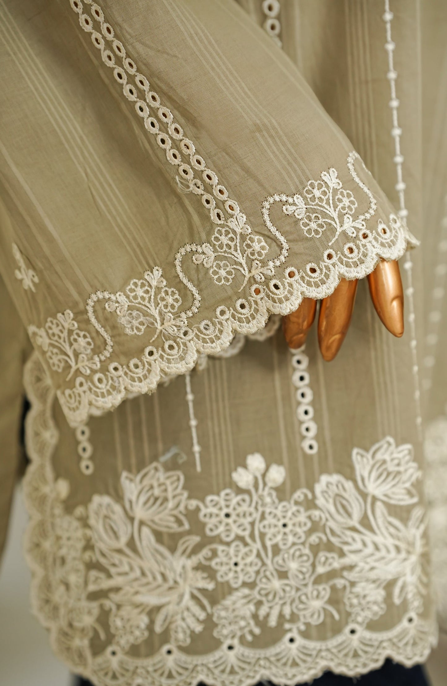 Amna Khadija Urban Fusion Embroidered Dobby Cambric Slub Stitched Western Top - UFWT-14 - AM26UFWT - Green - Casual Collection