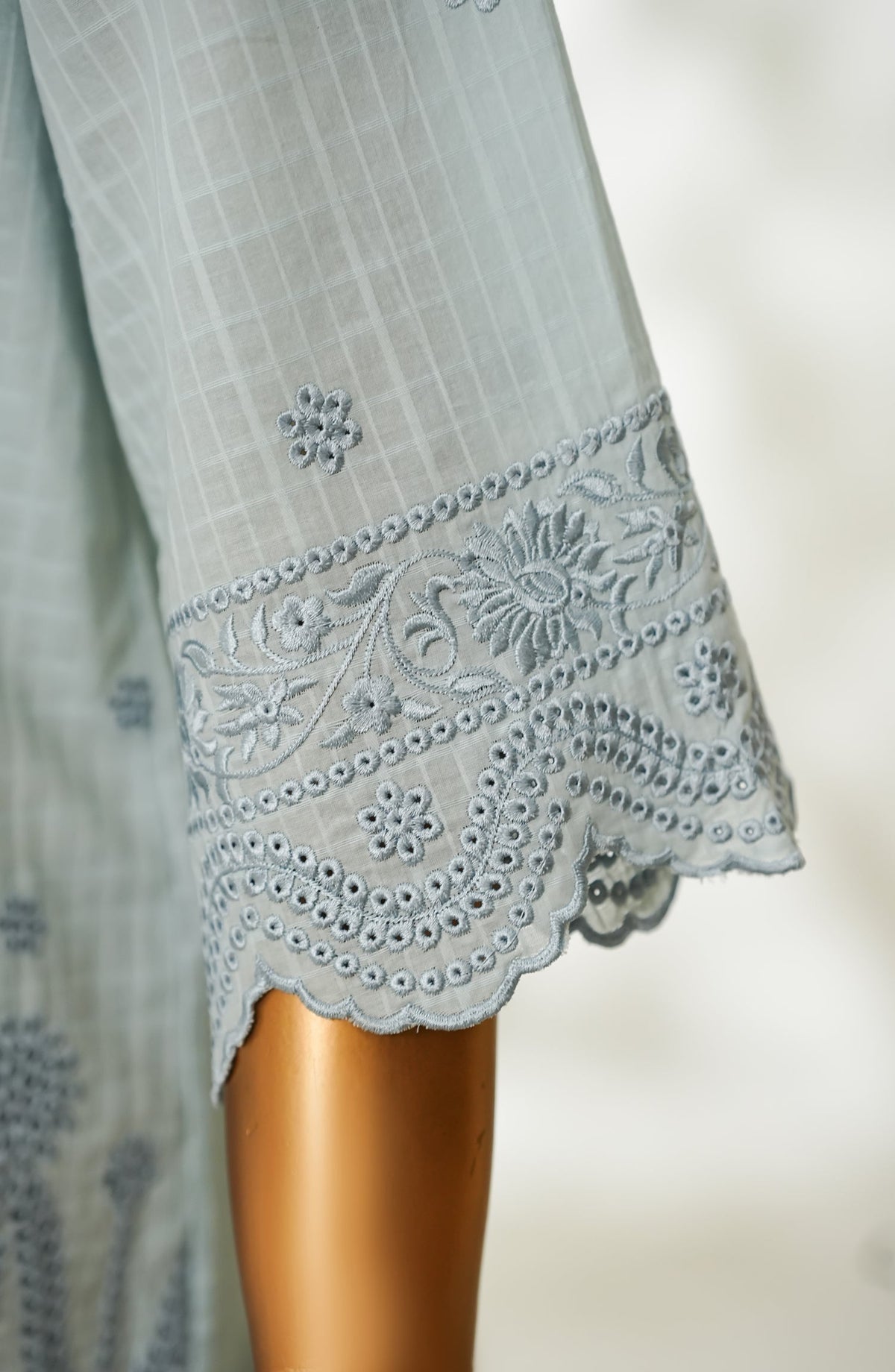 Amna Khadija Urban Fusion Embroidered Dobby Cambric Slub Stitched Western Top - UFWT-17 - AM26UFWT - Blue - Casual Collection