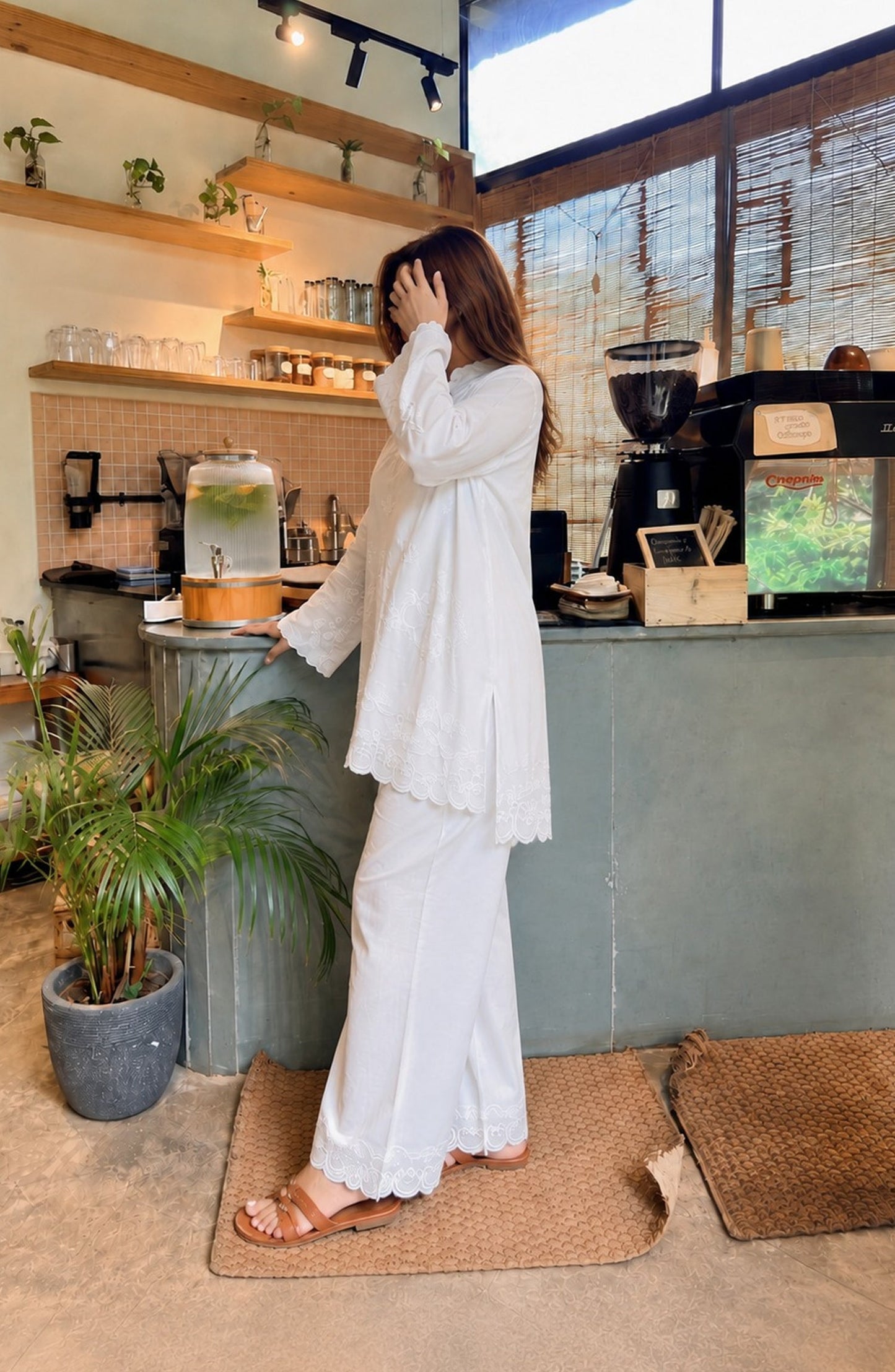 Amna Khadija White Luxe Embroidered Cotton Stitched 2 Piece Co-ord Set - AKWL-06 - AM26WLX - White - Summer Collection