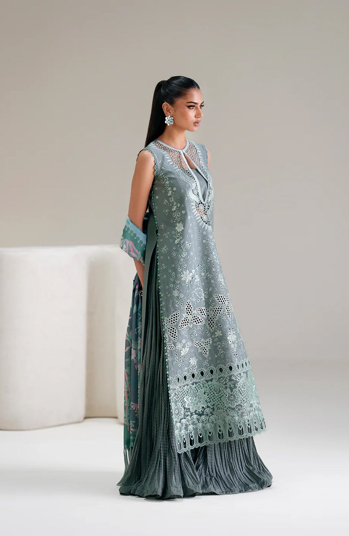 Amour by Bin Ilyas Embroidered Lawn Unstitched 3 Piece Suit - D-181-A - BL26AMR - Ferzoi - Summer Collection