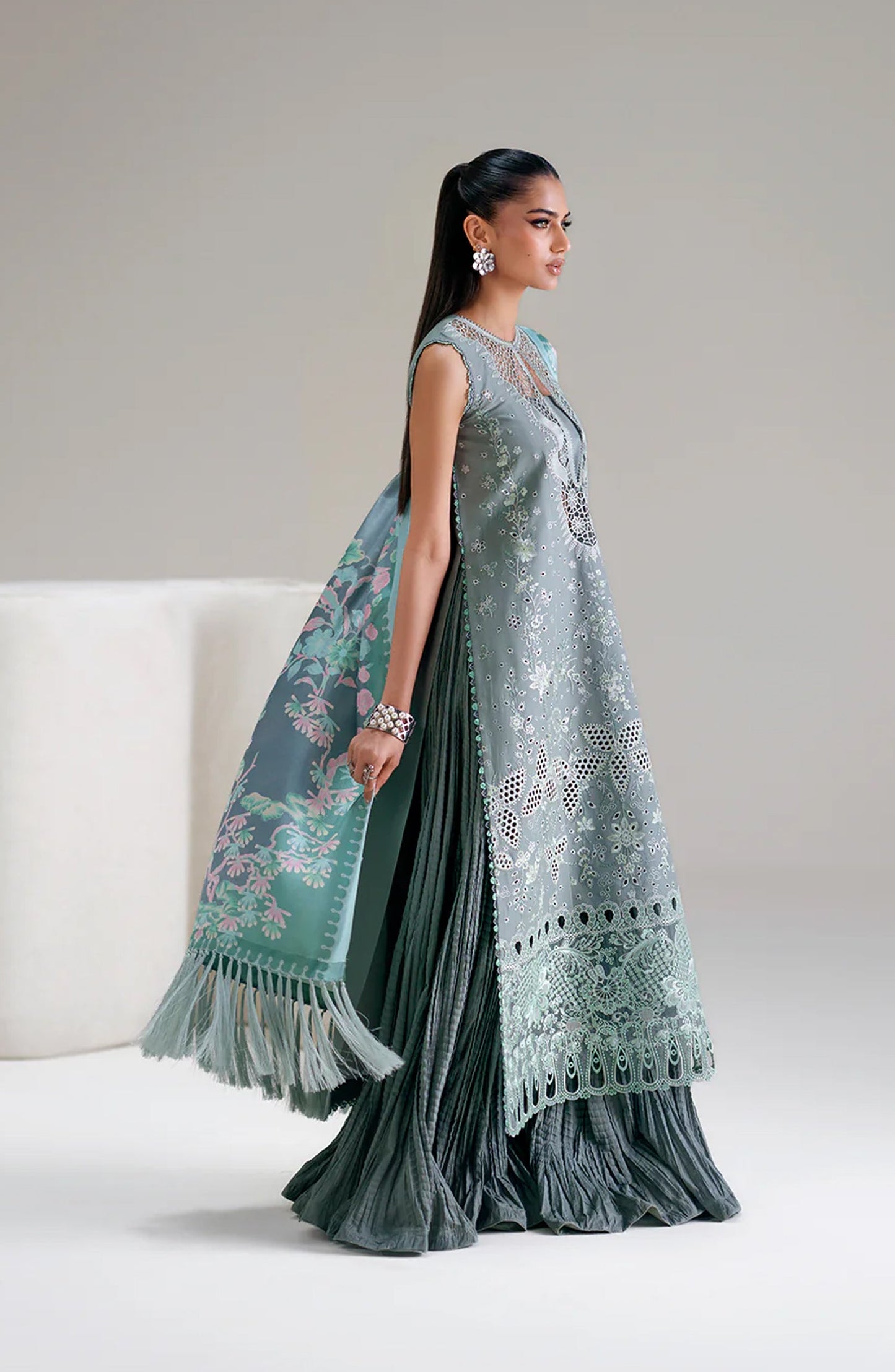 Amour by Bin Ilyas Embroidered Lawn Unstitched 3 Piece Suit - D-181-A - BL26AMR - Ferzoi - Summer Collection