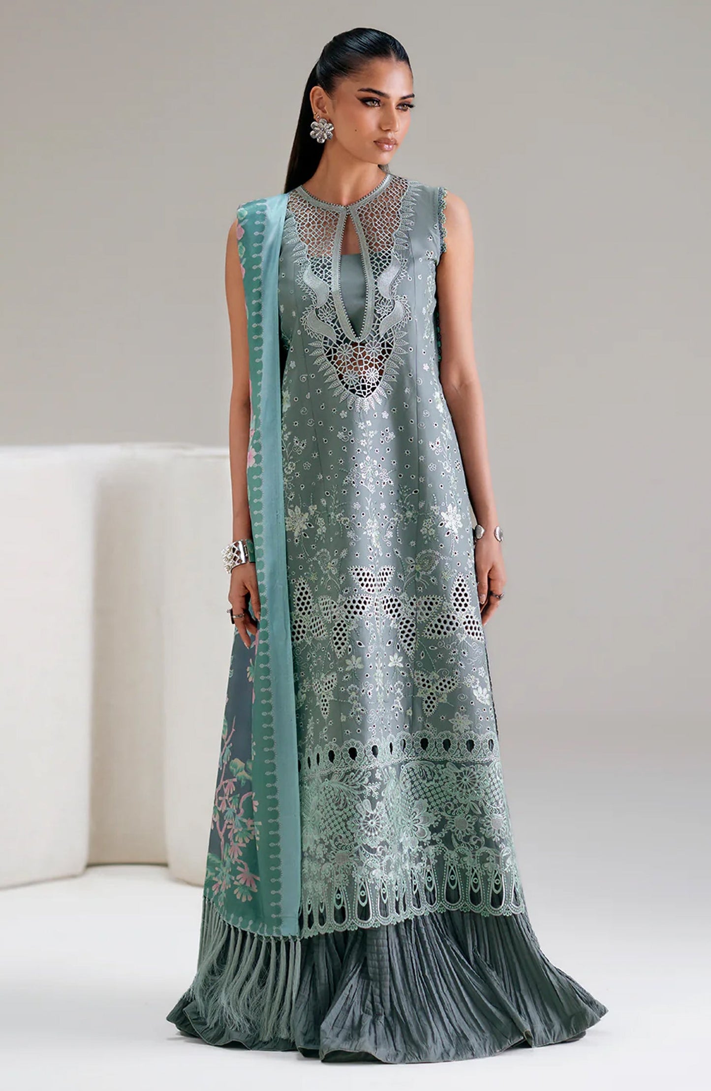 Amour by Bin Ilyas Embroidered Lawn Unstitched 3 Piece Suit - D-181-A - BL26AMR - Ferzoi - Summer Collection