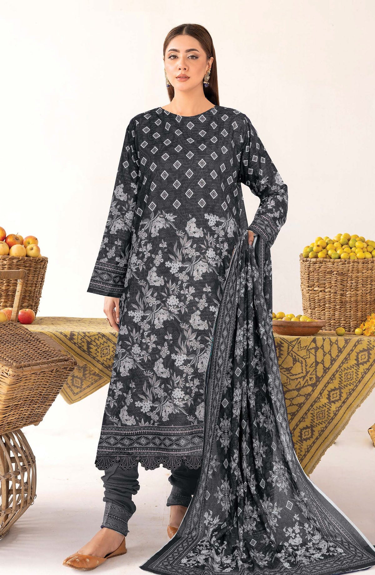 Anarkali by Johra Printed Lawn Unstitched 3 Piece Suit - JH-1197 - JH25ANAR - Black - Casual Collection