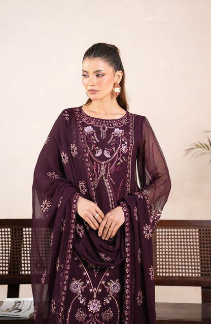 Anaya Noor by Zebtan Embroidered Chiffon Unstitched 3 Piece Suit - AN-07 - ZBT26ANN - Purple - Festive Collection