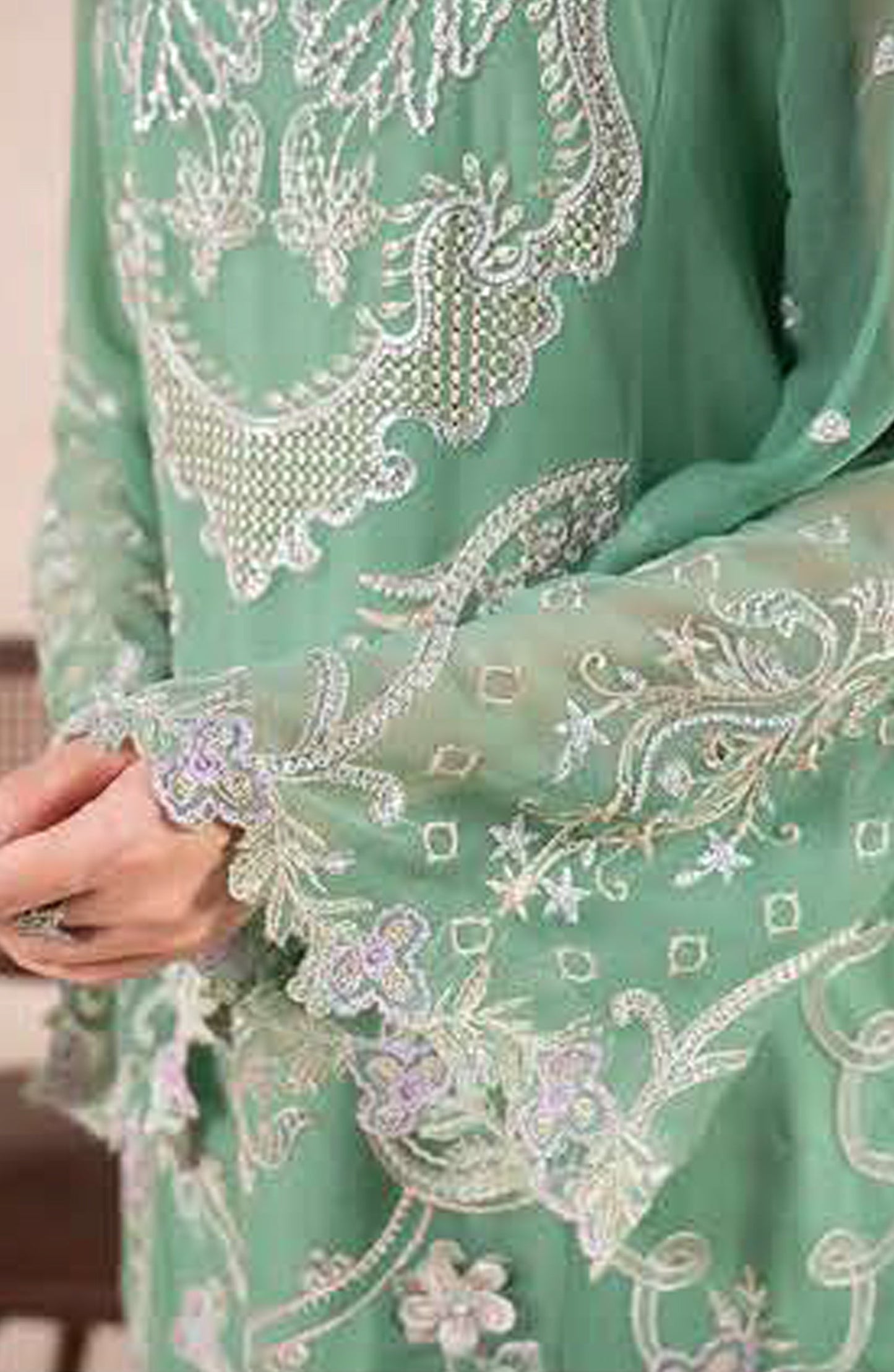 Anaya Noor by Zebtan Embroidered Chiffon Unstitched 3 Piece Suit - AN-06 - ZBT26ANN - Green - Festive Collection