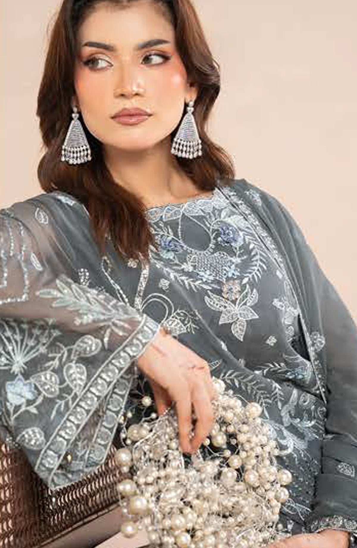 Anaya Noor by Zebtan Embroidered Chiffon Unstitched 3 Piece Suit - AN-03 - ZBT26ANN - Teal - Festive Collection