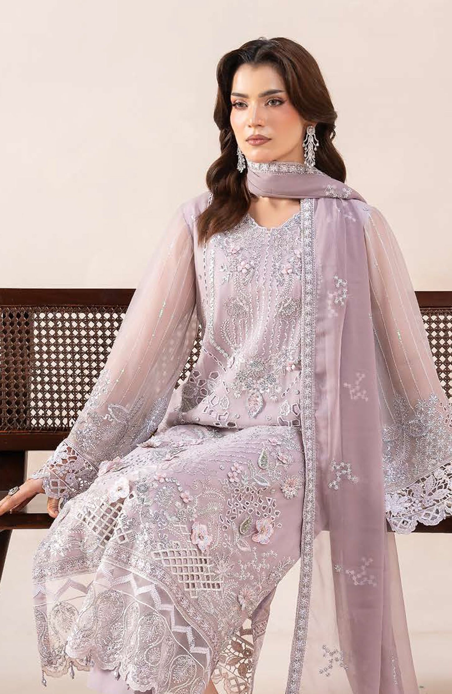 Anaya Noor by Zebtan Embroidered Chiffon Unstitched 3 Piece Suit - AN-01 - ZBT26ANN - Purple - Festive Collection
