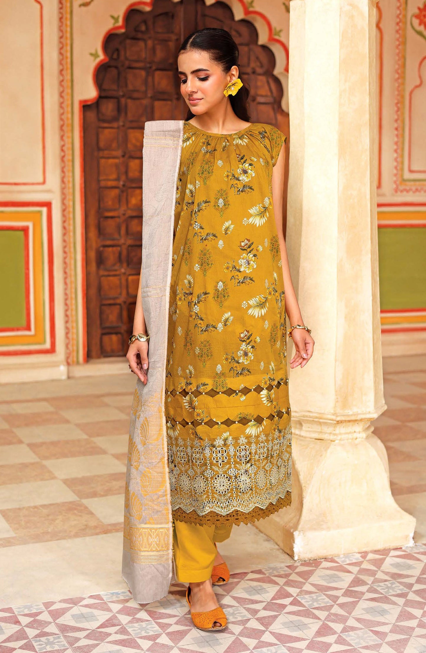 Anaysha by Johra Embroidered Lawn Unstitched 3 Piece Suit - JH-644 - JH25ANSH - Yellow - Summer Collection