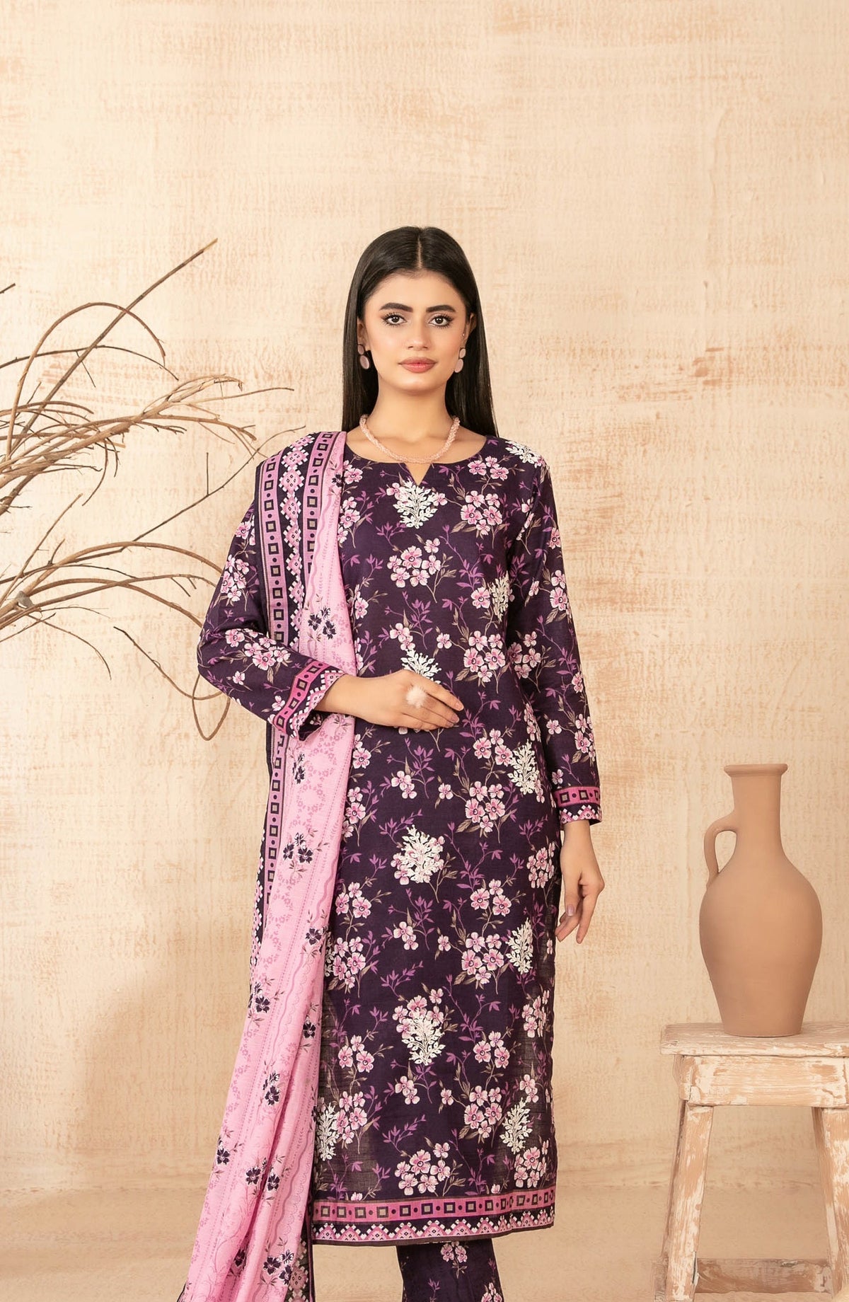 Areeka by Tawakkal Fabrics Embroidered Khaddar Unstitched 3 Piece Suit - D-5293 - TF25AKA - Purple - Winter Collection