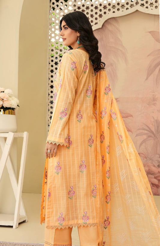 Arzoo by Embroidered Lawn Unstitched 3 Piece Suit - Design-01 - AK26ARZ - Orange - Summer Collection