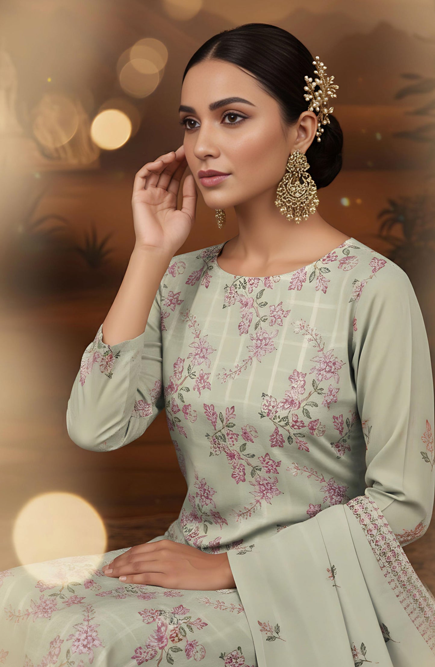 Arzoo by Al Karim Embroidered Lawn Unstitched 3 Piece Suit - D-02 - AK26AZOR - Light Green - Summer Collection