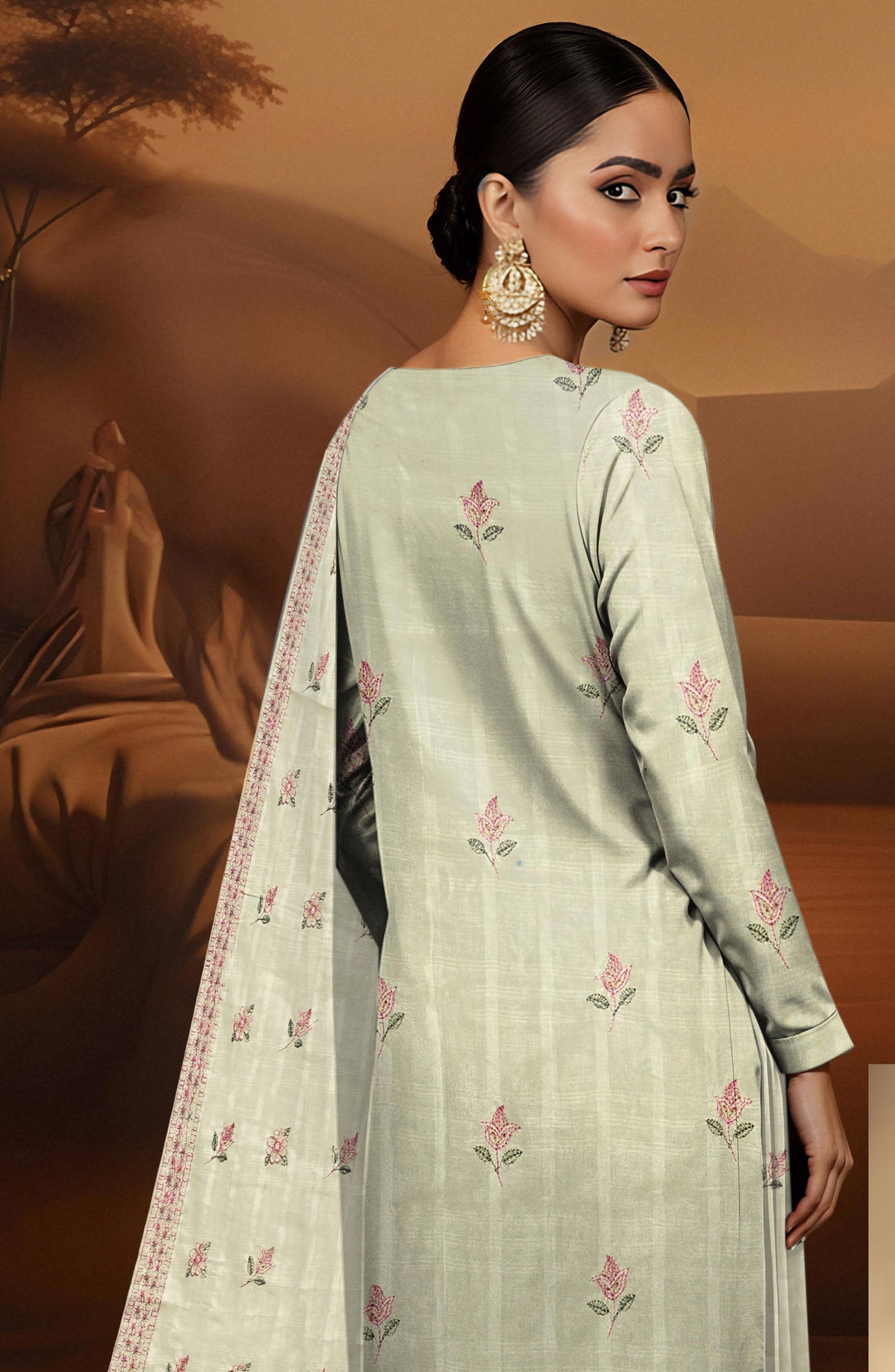 Arzoo by Embroidered Lawn Unstitched 3 Piece Suit - D-02 - AK26AZOR - Light Green - Summer Collection