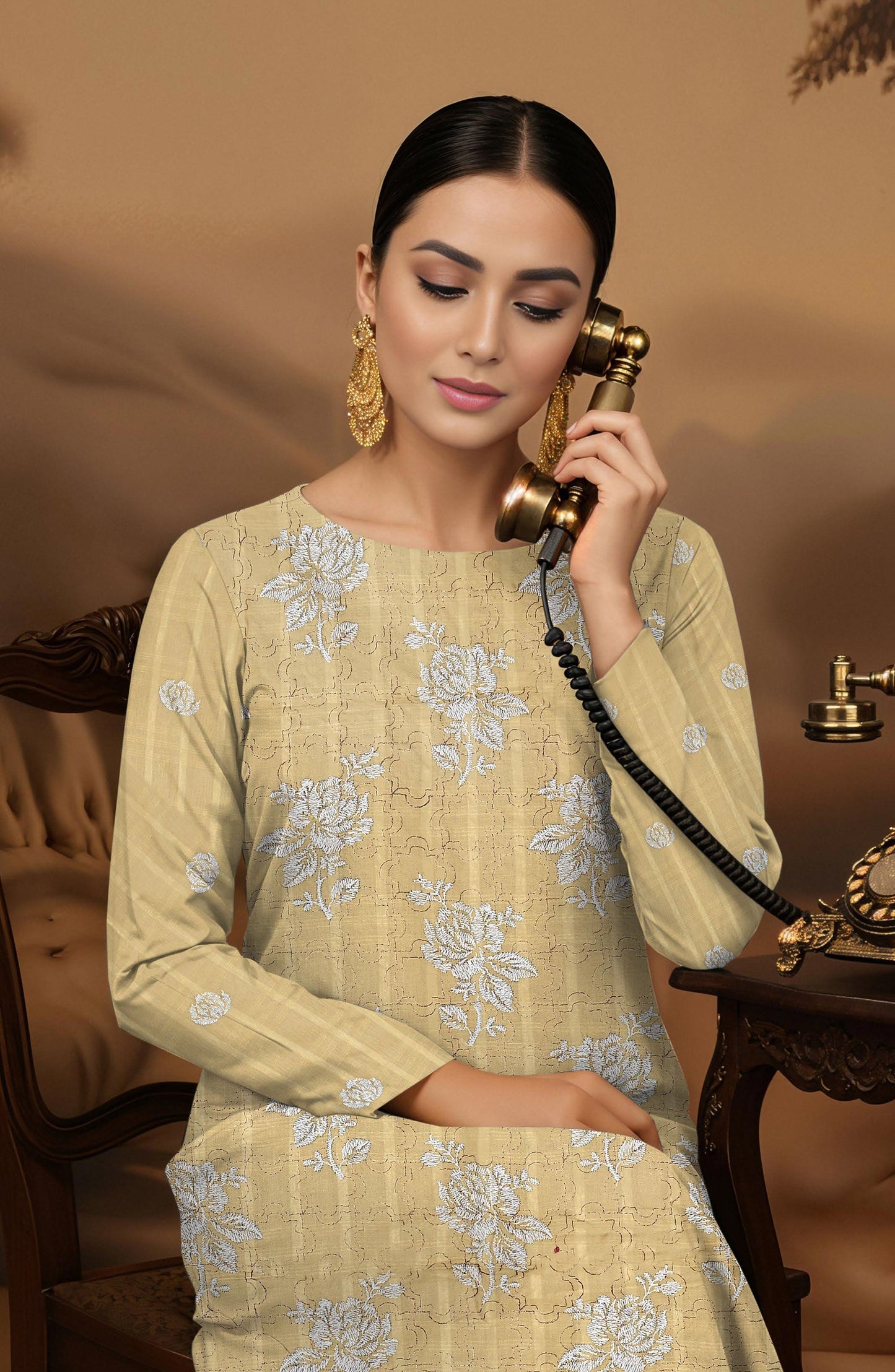 Arzoo by Al Karim Embroidered Lawn Unstitched 3 Piece Suit - D-01 - AK26AZOR - Yellow - Summer Collection