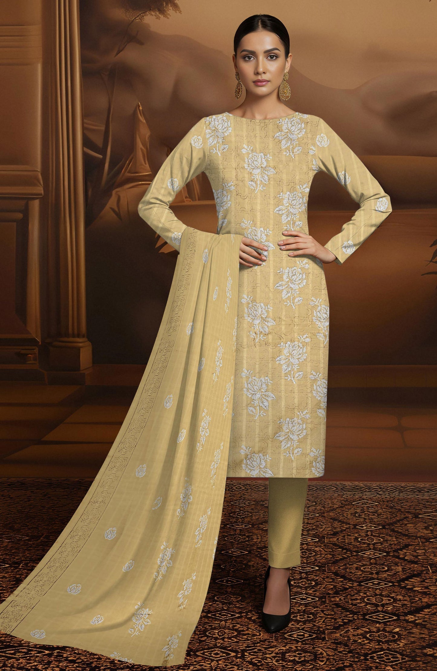 Arzoo by Embroidered Lawn Unstitched 3 Piece Suit - D-01 - AK26AZOR - Yellow - Summer Collection
