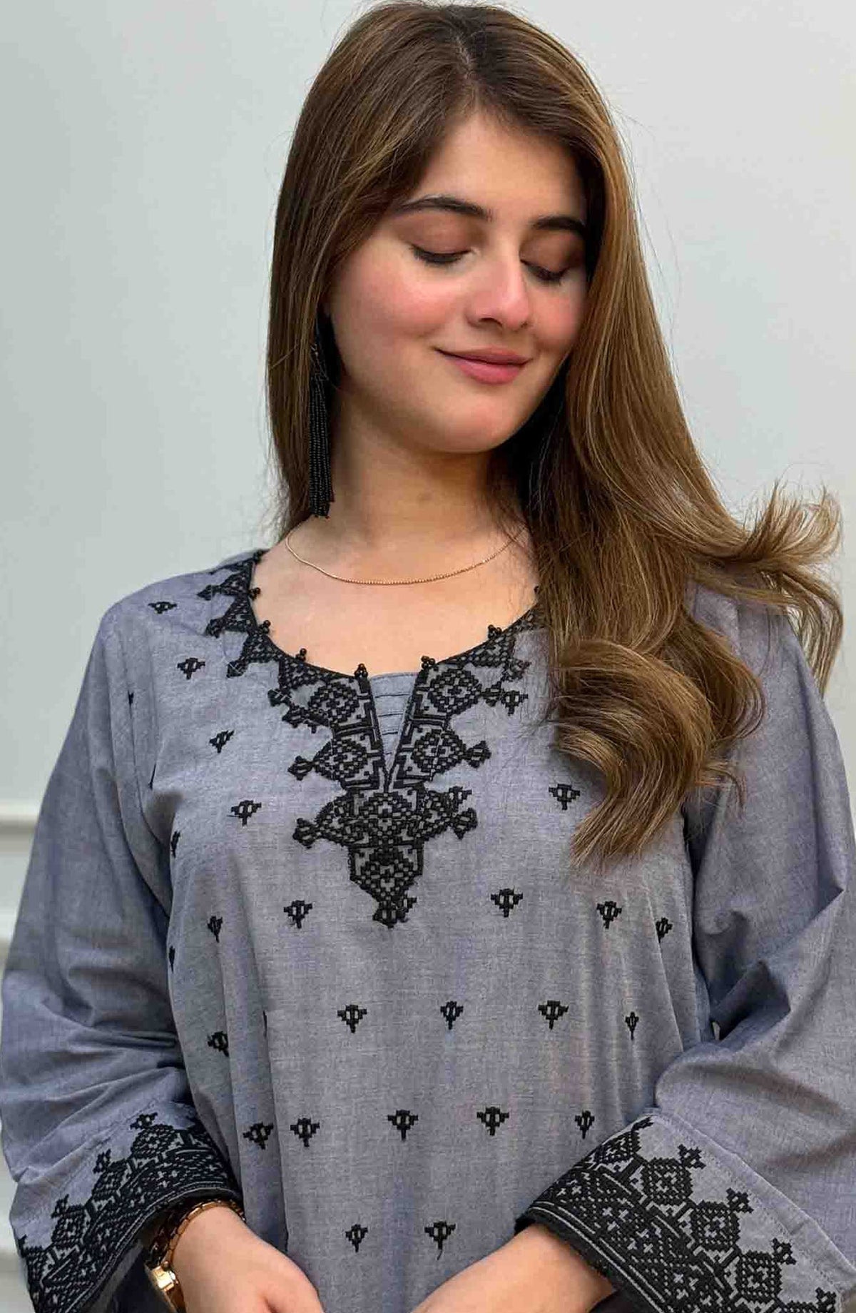 Ayla Studio Co-ords Chambray Stitched 2 Piece - Leila - AS25CO - Blue - Casual Collection