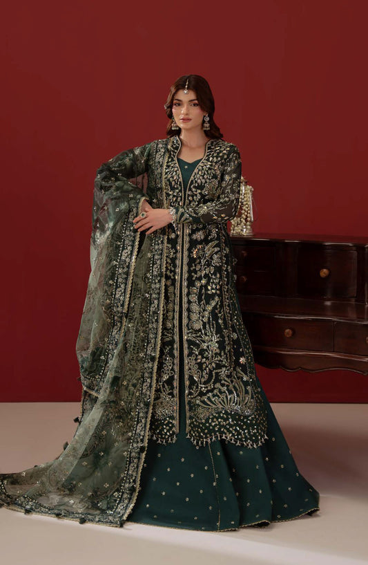 Aylin Ember Embroidered Organza Unstitched 3 Piece Suit - D-01 Elysee - AYL26EM - Green - Festive Collection