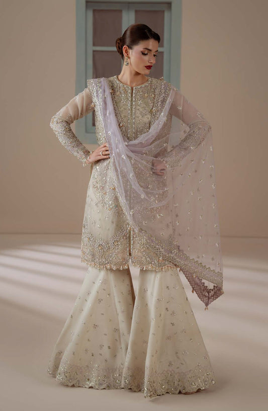 Aylin Ember Embroidered Organza Unstitched 3 Piece Suit - D-04 Enamour - AYL26EM - Light Fawn - Festive Collection