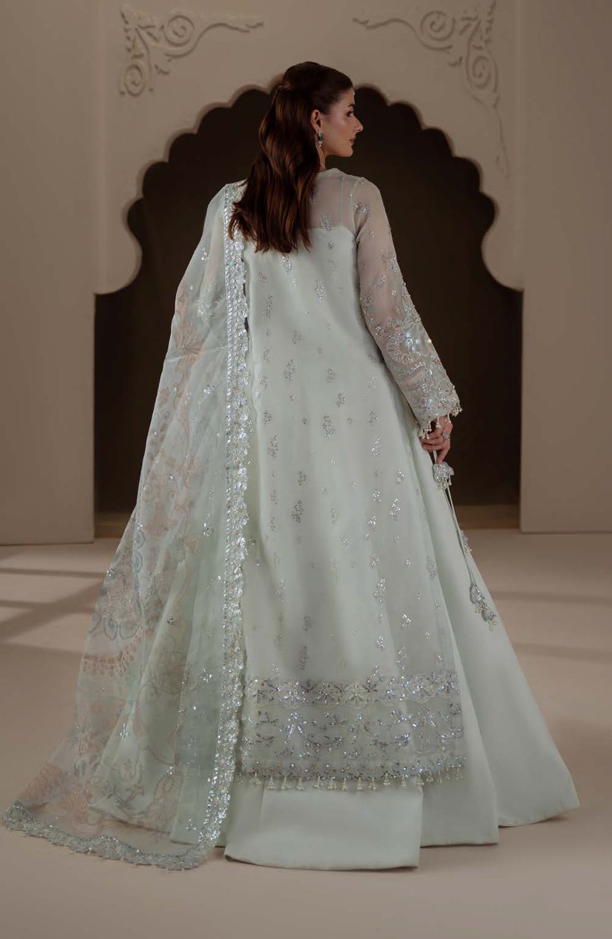 Aylin Ember Embroidered Organza Unstitched 3 Piece Suit - D-06 Celeste - AYL26EM - Blue - Festive Collection
