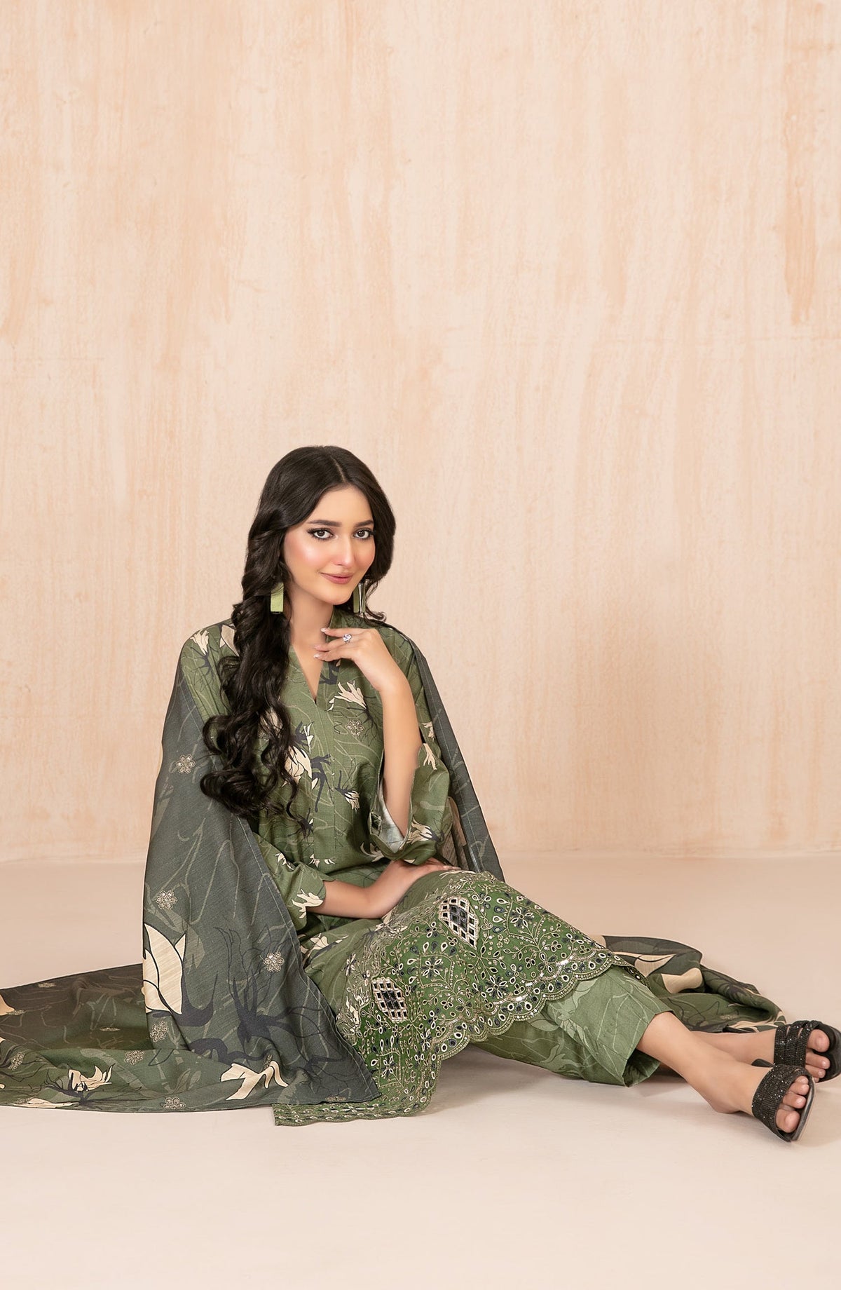 Azeena by Tawakkal Fabrics Embroidered Staple Slub Unstitched 3 Piece Suit - D-5629 - TF25AZN - Green - Winter Collection