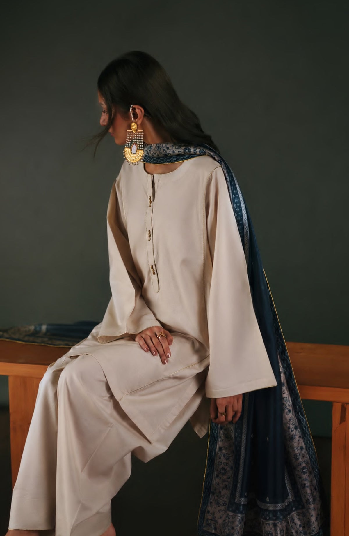 Azzurra by Casual Lite Premium Cotton Lawn Stitched 3 Piece Suit - Mireva - CL26AZU - Fawn - Summer Collection