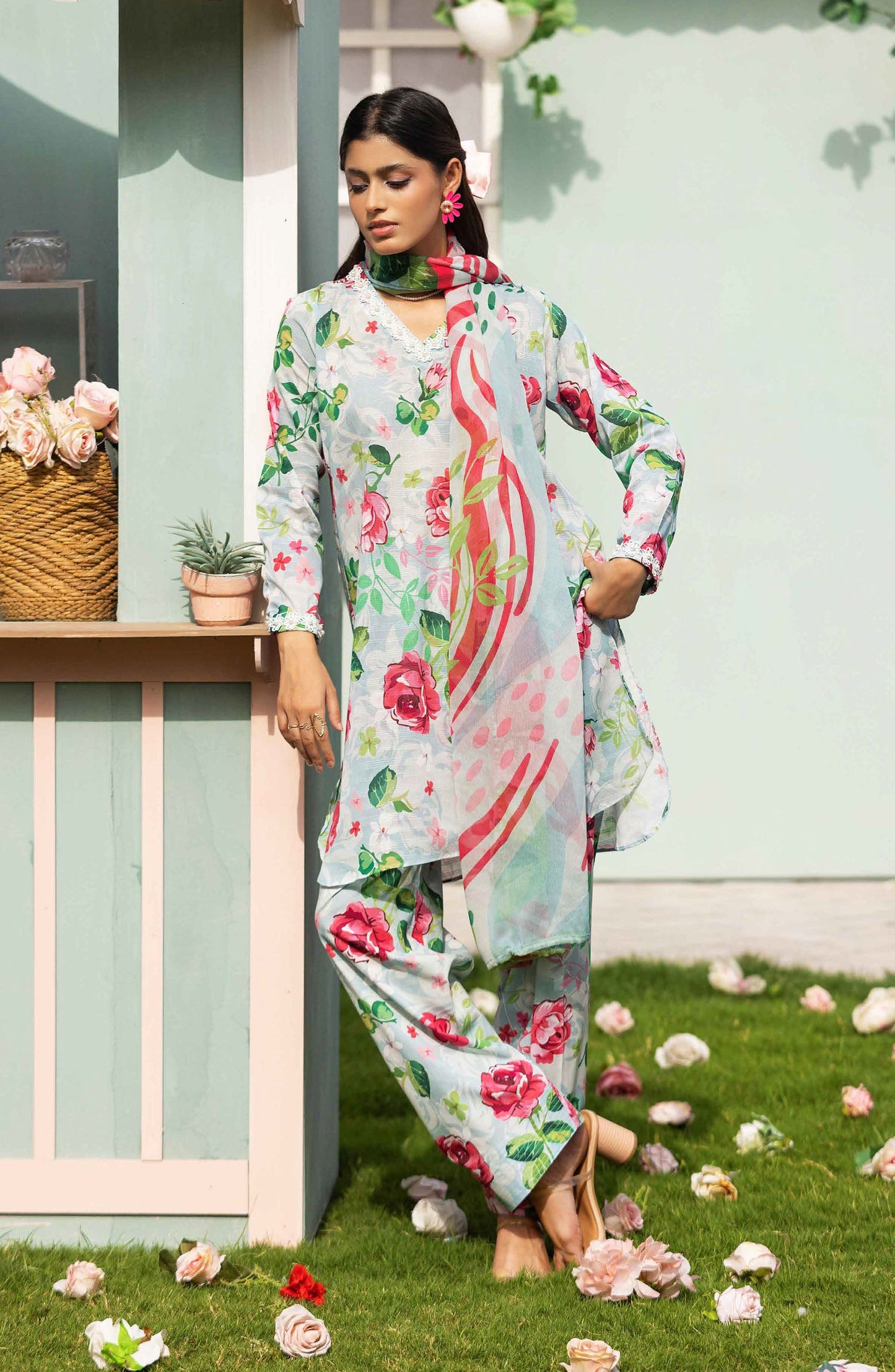 Basics by Mahay Digital Printed Lawn Unstitched 3 Piece Suit - Design-10 - AK25MHB - Multi - Summer Collection