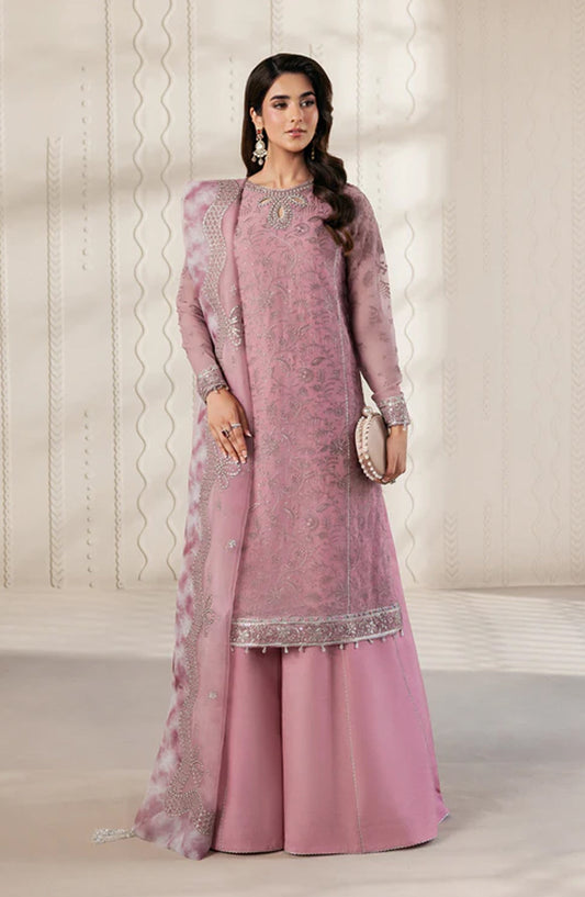 Bayaan by Zarif Embroidered Chiffon Unstitched 3 Piece Suit - 03 Siyaan - ZRF26BYN - Pink - Festive Collection