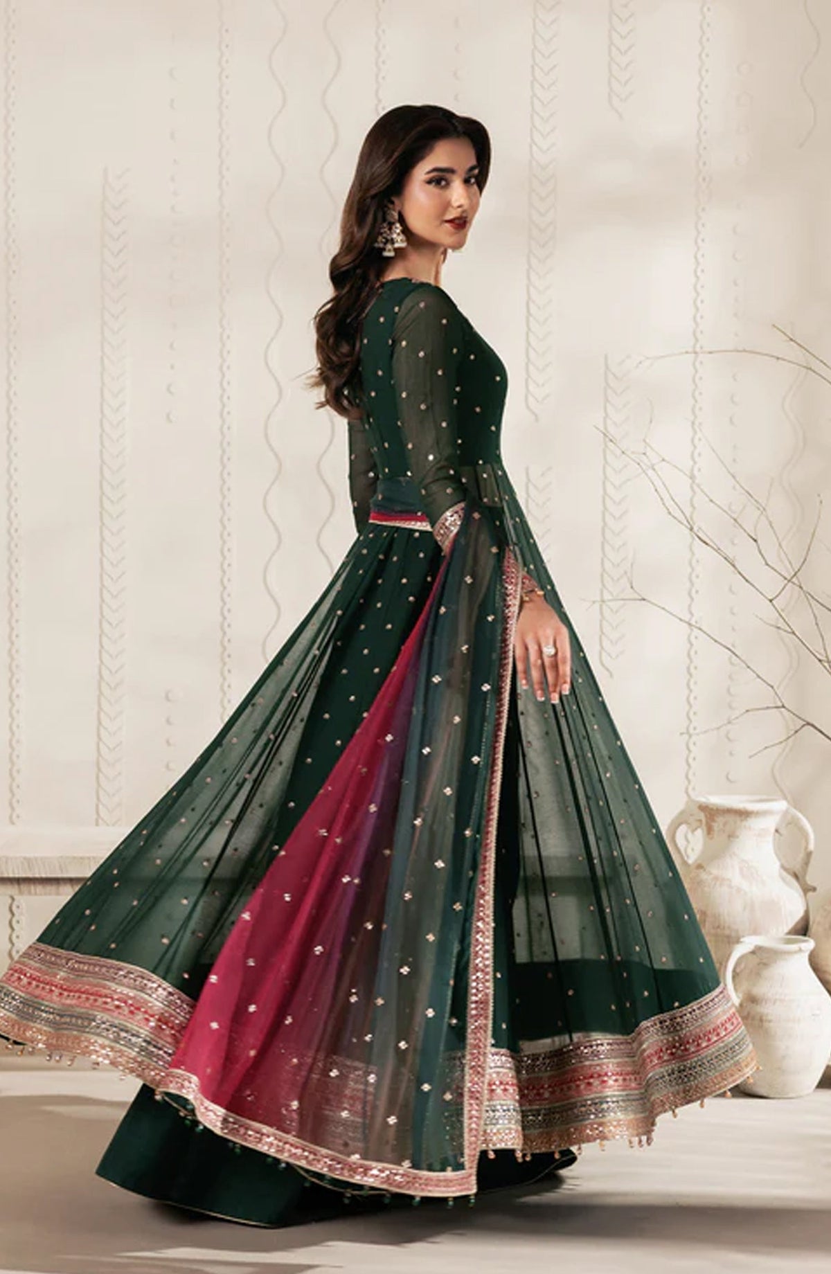 Bayaan by Zarif Embroidered Chiffon Unstitched 3 Piece Suit - 01 Alva - ZRF26BYN - Green - Festive Collection