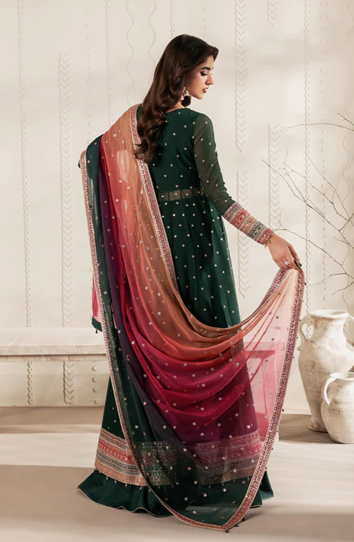 Bayaan by Zarif Embroidered Chiffon Unstitched 3 Piece Suit - 01 Alva - ZRF26BYN - Green - Festive Collection