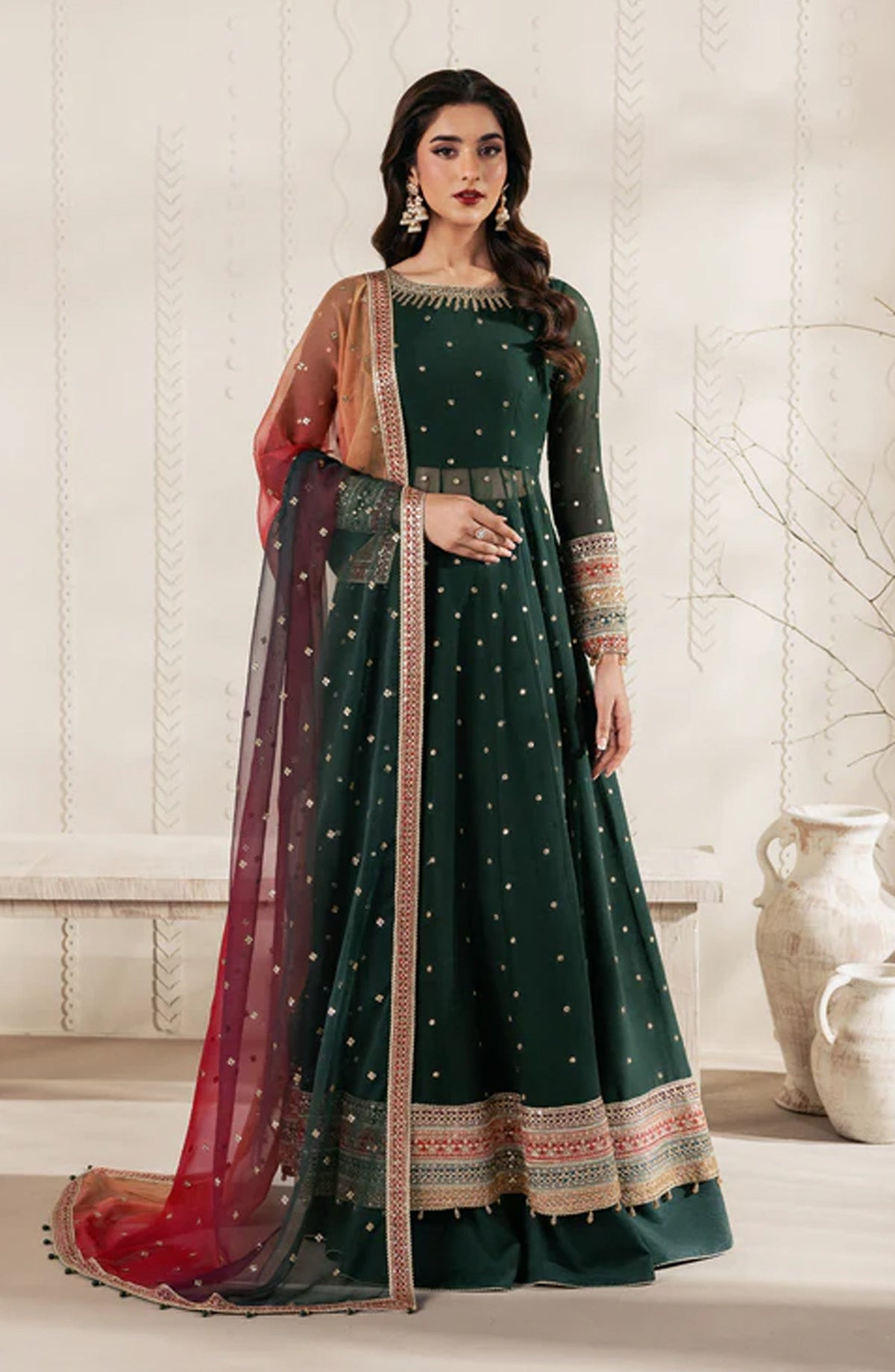 Bayaan by Zarif Embroidered Chiffon Unstitched 3 Piece Suit - 01 Alva - ZRF26BYN - Green - Festive Collection