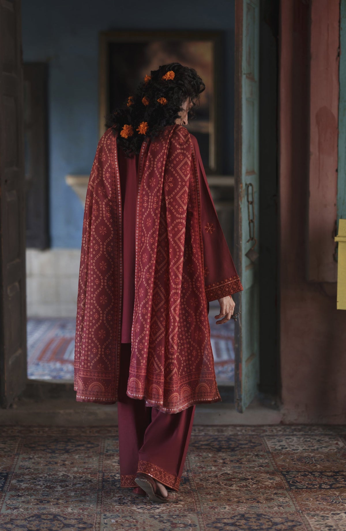 Before Sunset by Casual Lite Embroidered Cotton Lawn Stitched 3 Piece Suit - Crimson Serenity - CL26BSNT - Maroon - Summer Collection