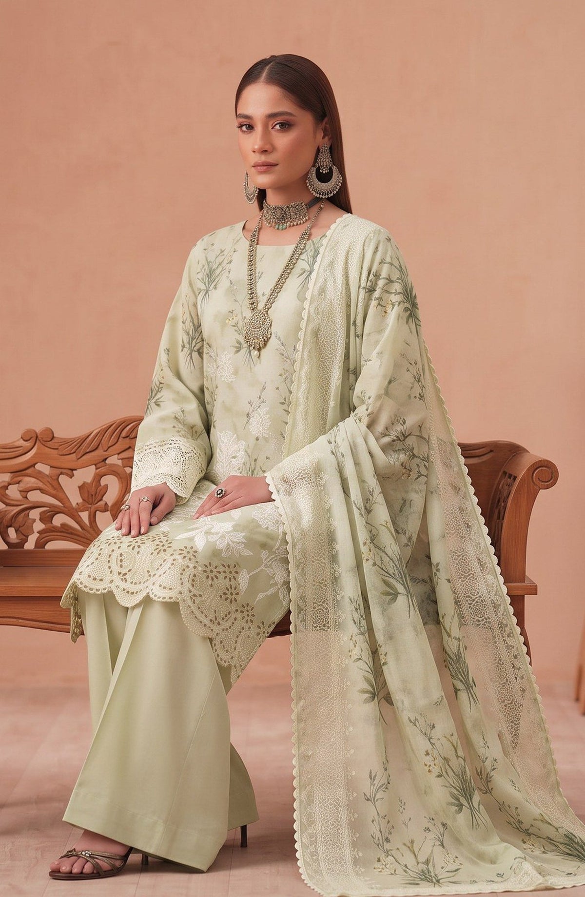 Bella by Amna Khadija Embroidered Viscose Unstitched 3 Piece Suit - D-06 - AM26BEL - Green - Winter Collection