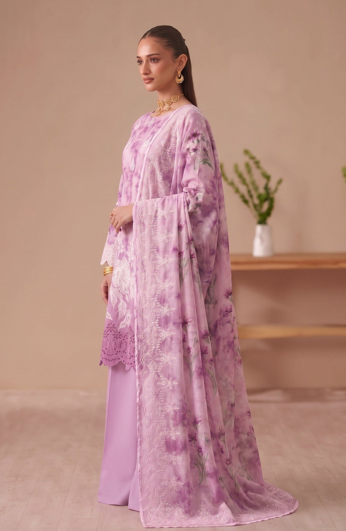 Bella by Amna Khadija Embroidered Viscose Unstitched 3 Piece Suit - D-07 - AM26BEL - Pink - Winter Collection