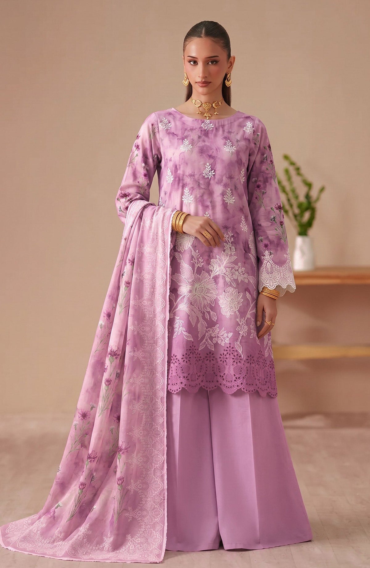 Bella by Amna Khadija Embroidered Viscose Unstitched 3 Piece Suit - D-07 - AM26BEL - Pink - Winter Collection