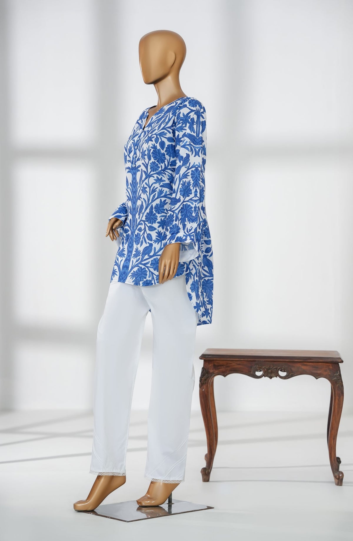 Beyond Basics by Amna Khadija Premium Digital Printed Poly Swiss Stitched Shirt - BB-04 - AM25BYND - Blue - Summer Collection