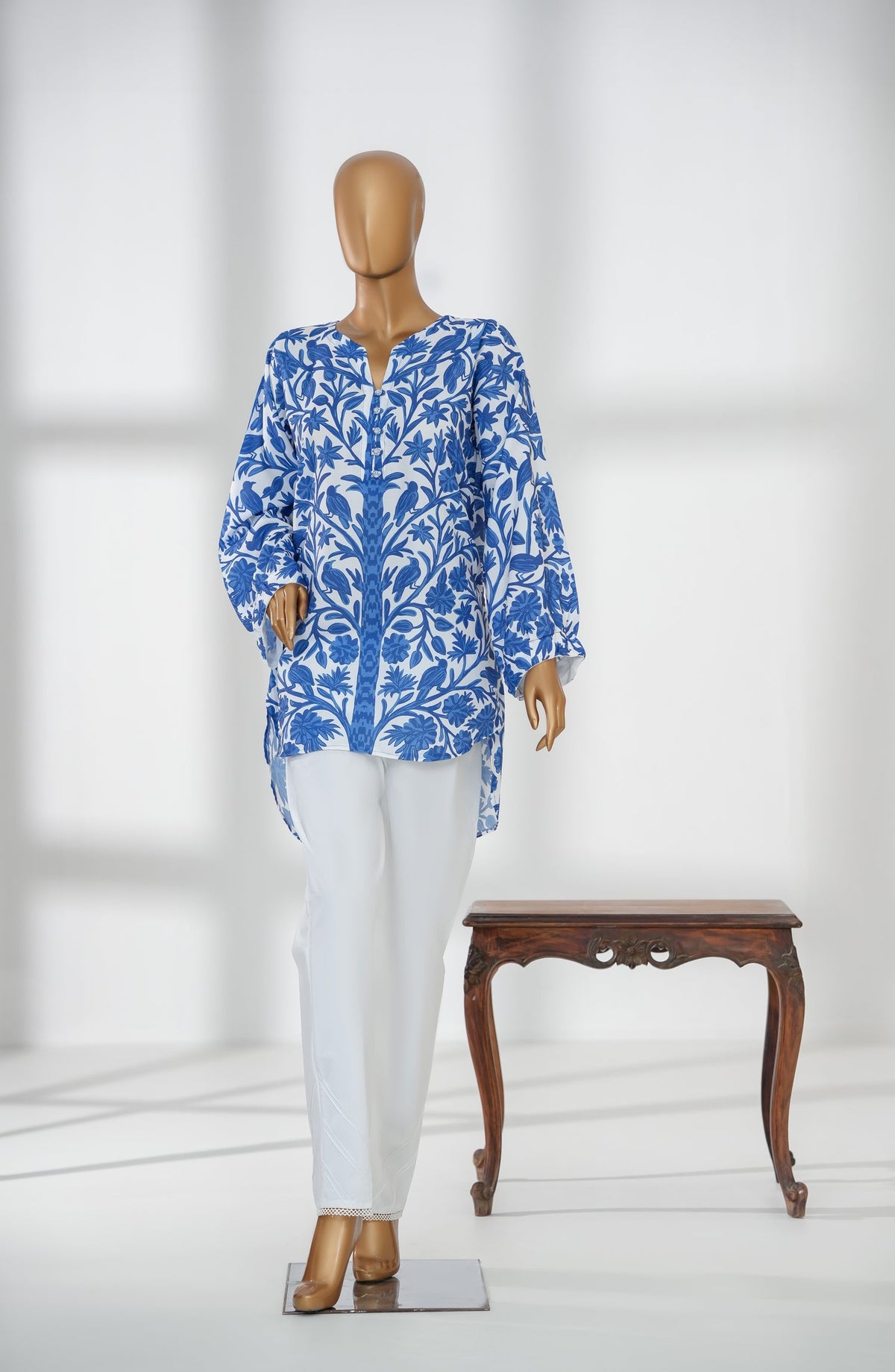 Beyond Basics by Amna Khadija Premium Digital Printed Poly Swiss Stitched Shirt - BB-04 - AM25BYND - Blue - Summer Collection