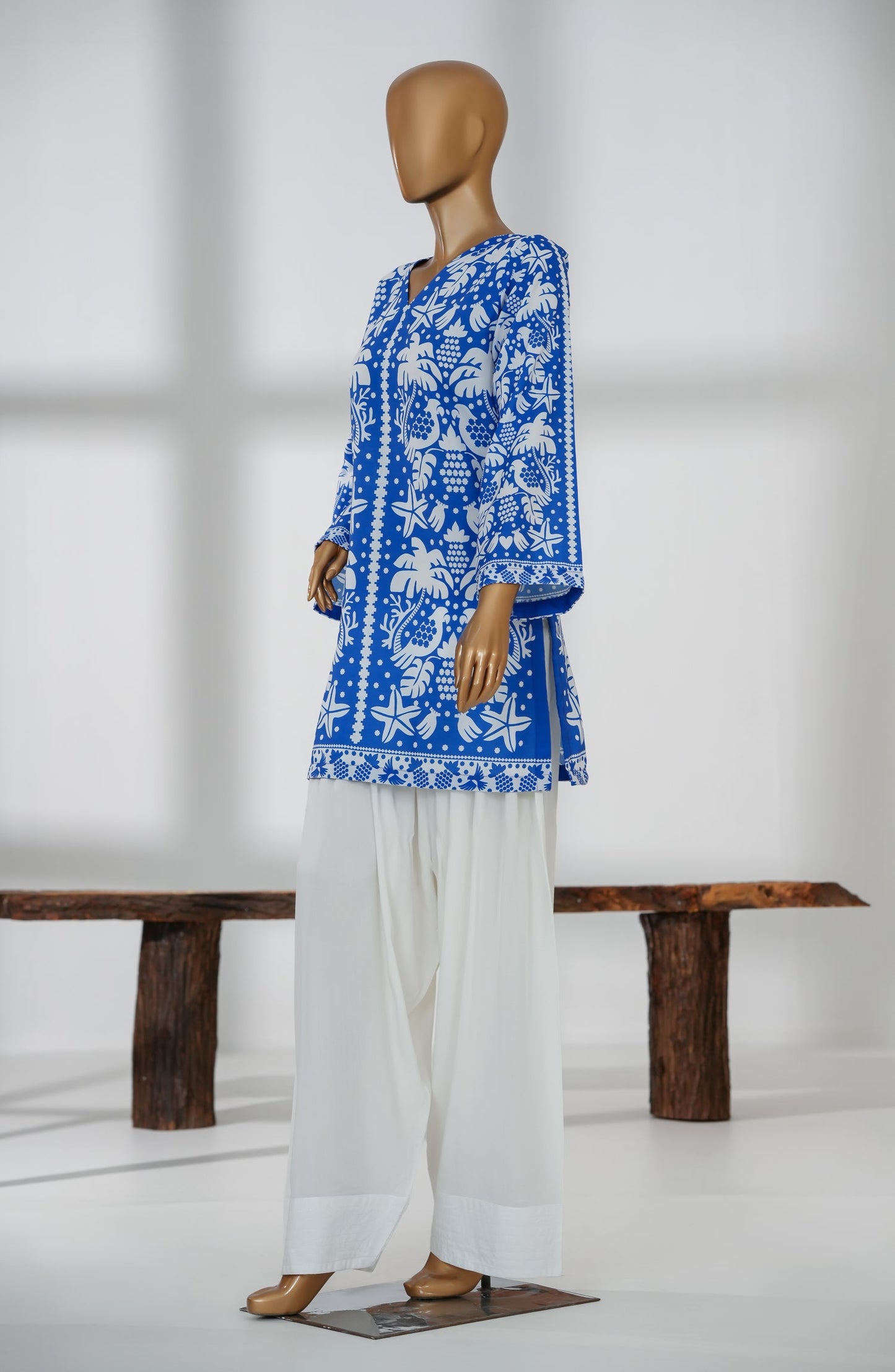 Beyond Basics by Amna Khadija Premium Digital Printed Poly Swiss Stitched Shirt - BB-08 - AM25BYND - Blue - Summer Collection