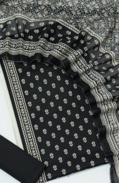 Bin Saeed Printed Cambric Unstitched 3 Piece Suit - D-01 - BS26CMP - Black - Winter Collection