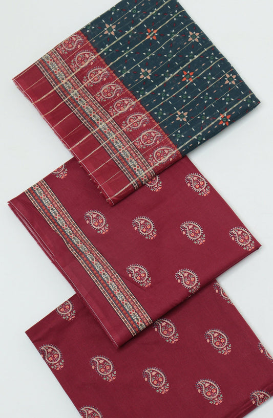 Bin Saeed Printed Cambric Unstitched 3 Piece Suit - D-04 - BS26CMP - Red - Winter Collection