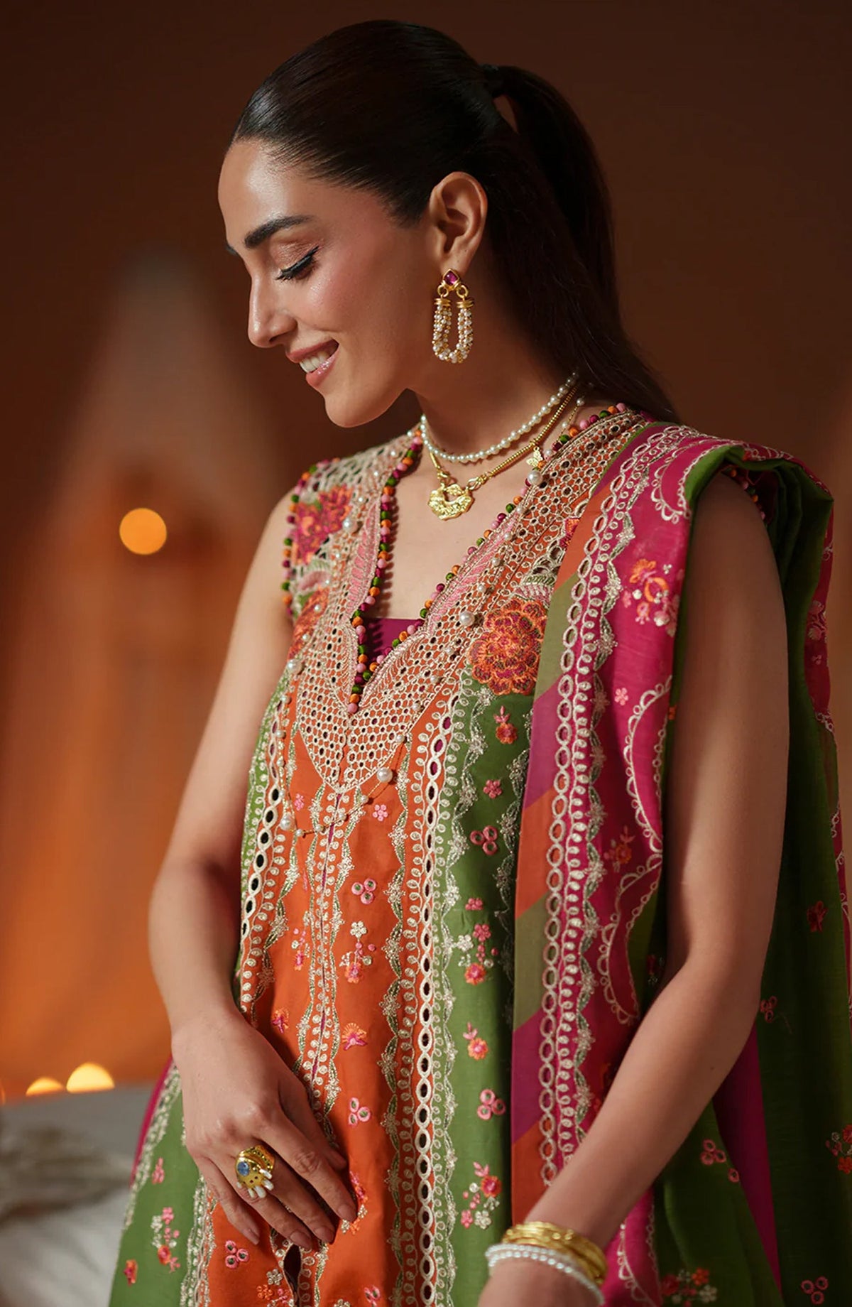 Bin Ilyas Mashriq Luxury Embroidered Lawn Unstitched 3 Piece Suit - D-114-B - BL26MQR - Multi - Summer Collection