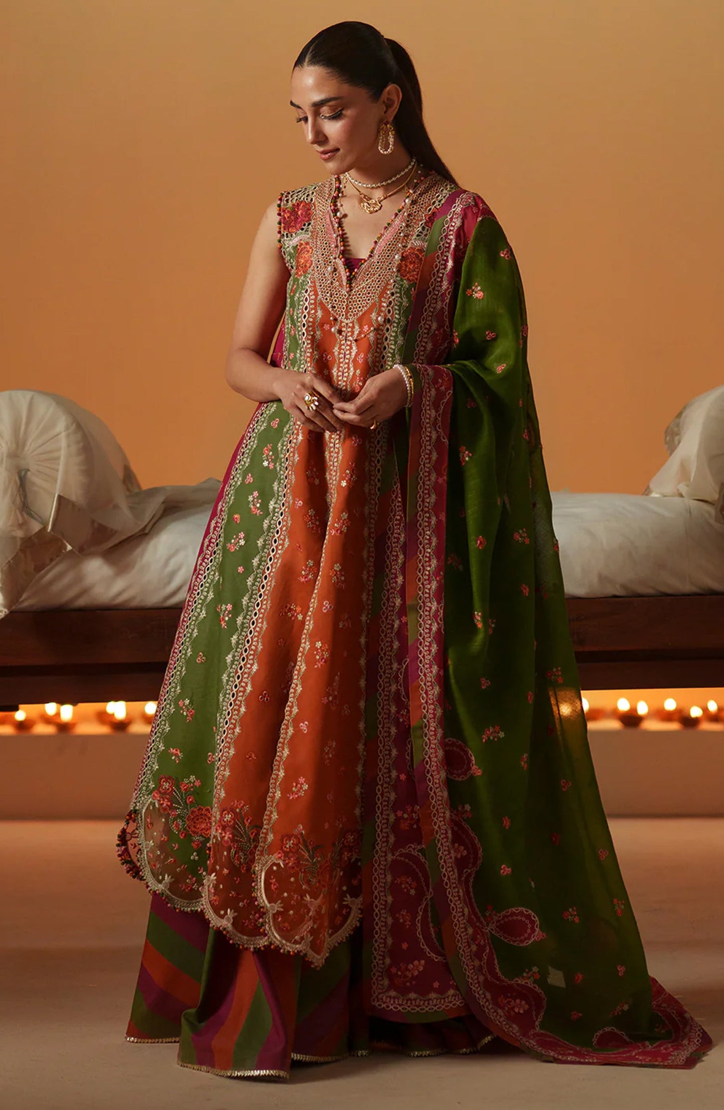 Bin Ilyas Mashriq Luxury Embroidered Lawn Unstitched 3 Piece Suit - D-114-B - BL26MQR - Multi - Summer Collection