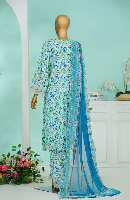 Bin Saeed Chikankari & Appliquekari Stitched 3 Piece Suit - D-05 - BS26QKI - Blue - Festive Collection