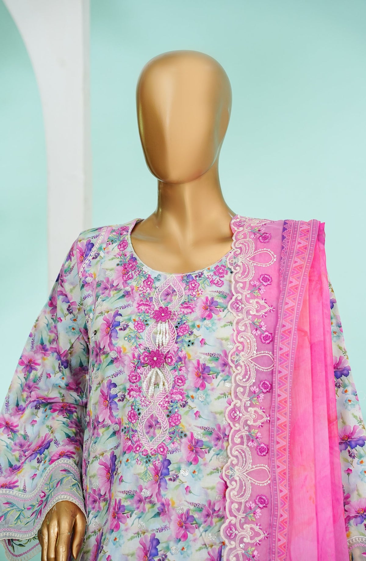 Bin Saeed Chikankari & Appliquekari Stitched 3 Piece Suit - D-04 - BS26QKI - Purple - Festive Collection