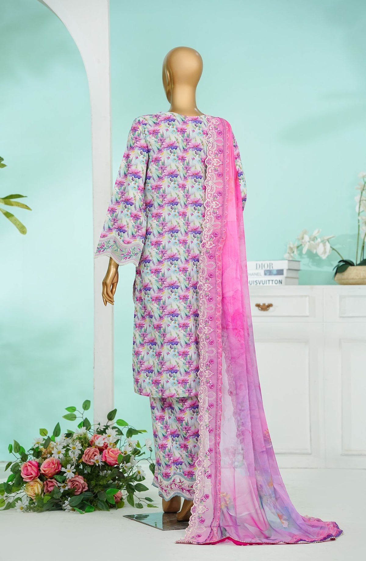Bin Saeed Chikankari & Appliquekari Stitched 3 Piece Suit - D-04 - BS26QKI - Purple - Festive Collection
