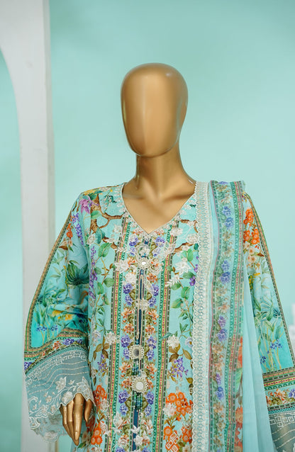 Bin Saeed Chikankari & Appliquekari Stitched 3 Piece Suit - D-01 - BS26QKI - Sea Green - Festive Collection
