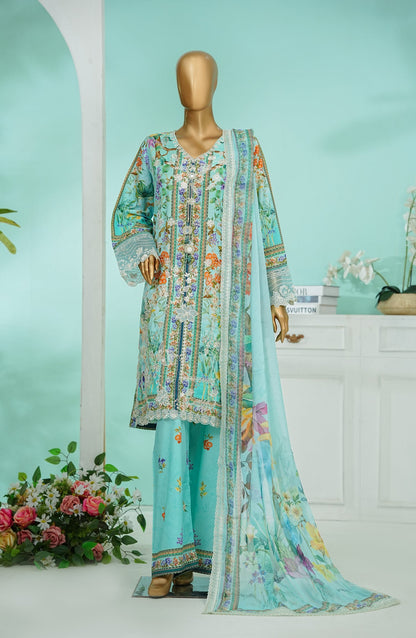 Bin Saeed Chikankari & Appliquekari Stitched 3 Piece Suit - D-01 - BS26QKI - Sea Green - Festive Collection