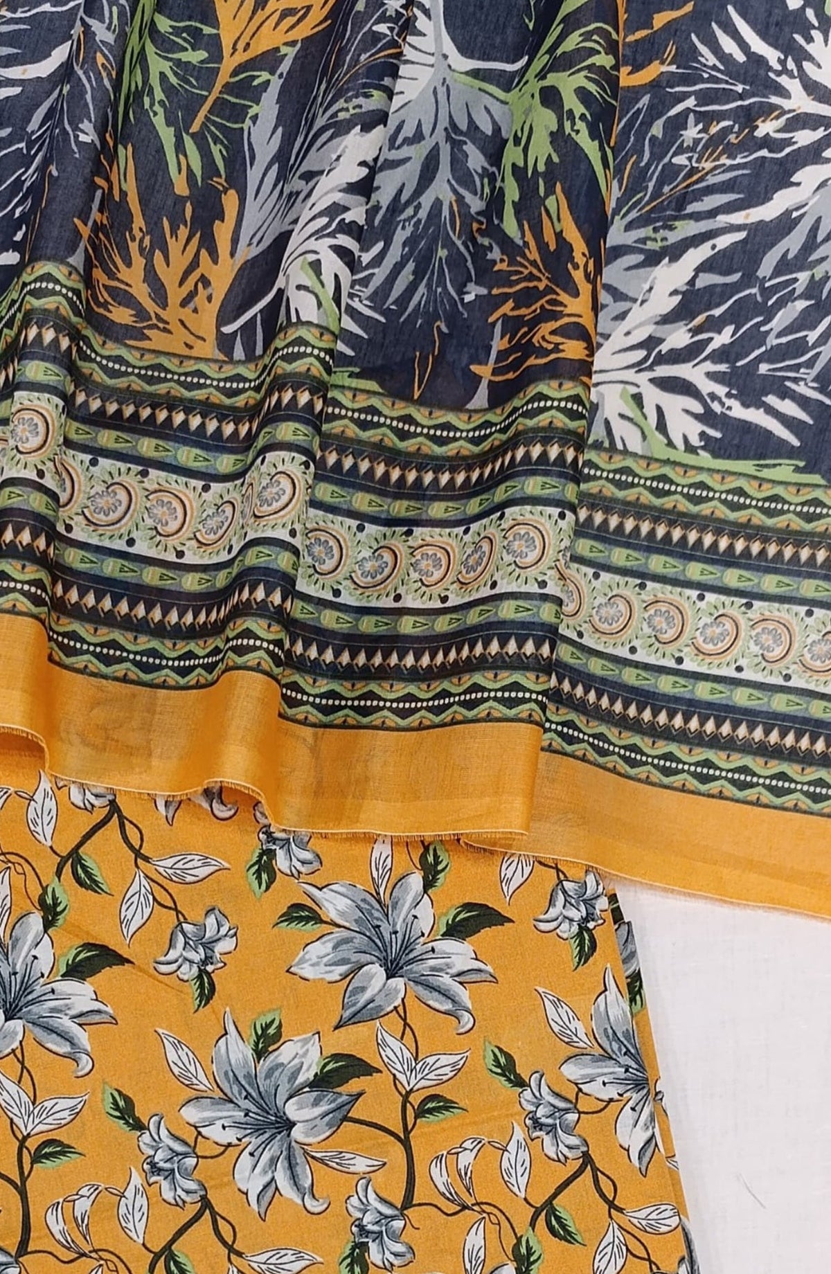 Bin Saeed Digital Printed Cotton Cambric Unstitched 3 Piece Suit - Design-11 - BS25DCC - Yellow - Summer Collection