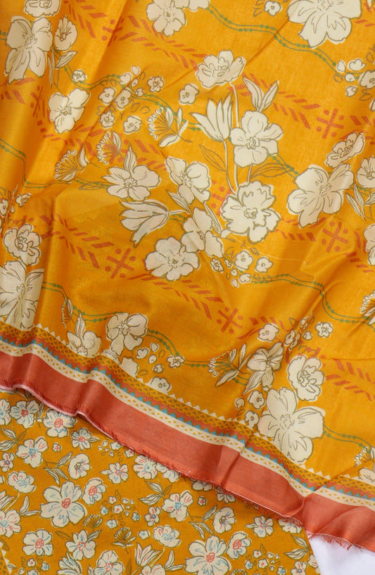 Bin Saeed Digital Printed Cotton Cambric Unstitched 3 Piece Suit - Design-59 - BS25DCC - Orange - Summer Collection