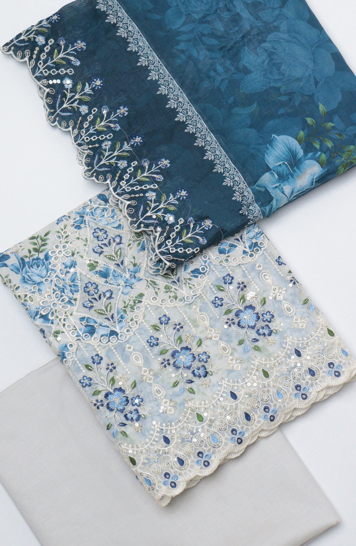 Bin Saeed Embroidered Cambric Unstitched 3 Piece Suit - D-04 - BS26UCB - Blue - Summer Collection